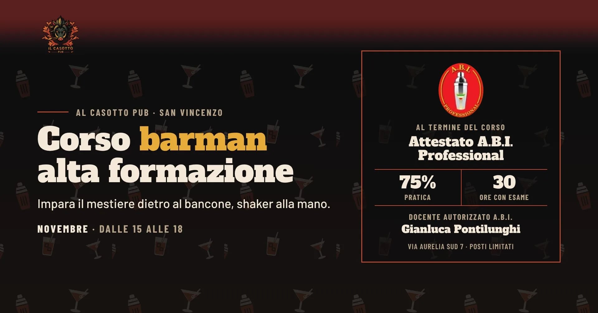 Corso barman A.B.I. Professional al Casotto